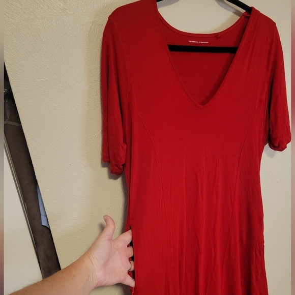Universal Standard Poise Red V-neck Zipper Pocket Comfy Midi Dress Size XS 10/12 - Picture 10 of 12